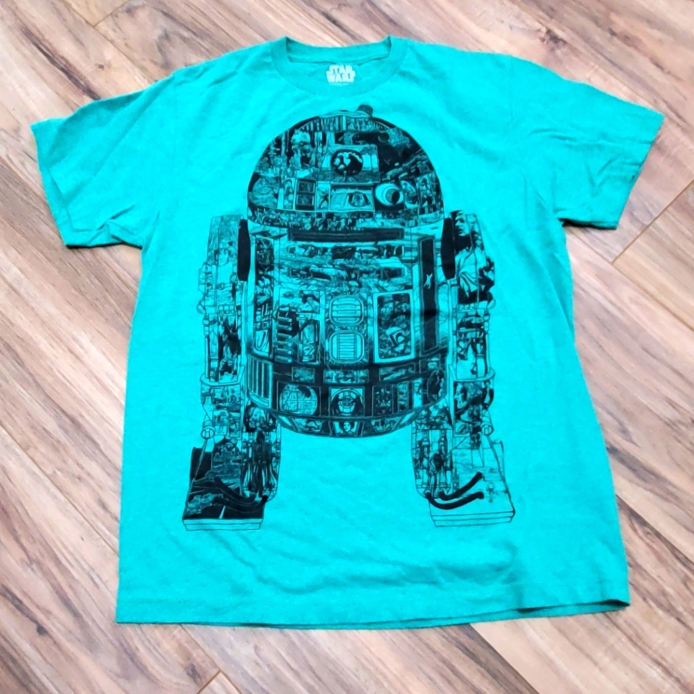 Star Wars R2-D2 Graphic Tee Crewneck T Shirt Green Large